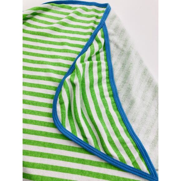 Gerber White Green Stripe Receiving Wrap Baby Blanket Hooded Lovey Blue edge Neo - Picture 1 of 6